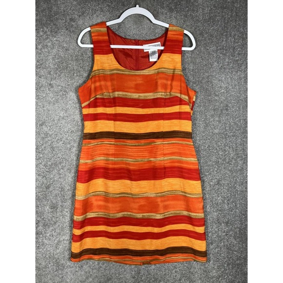 Vintage Jessica Howard Striped Sleeveless Tank‎ Dress Womens Size 16 Orange Red - Picture 1 of 14